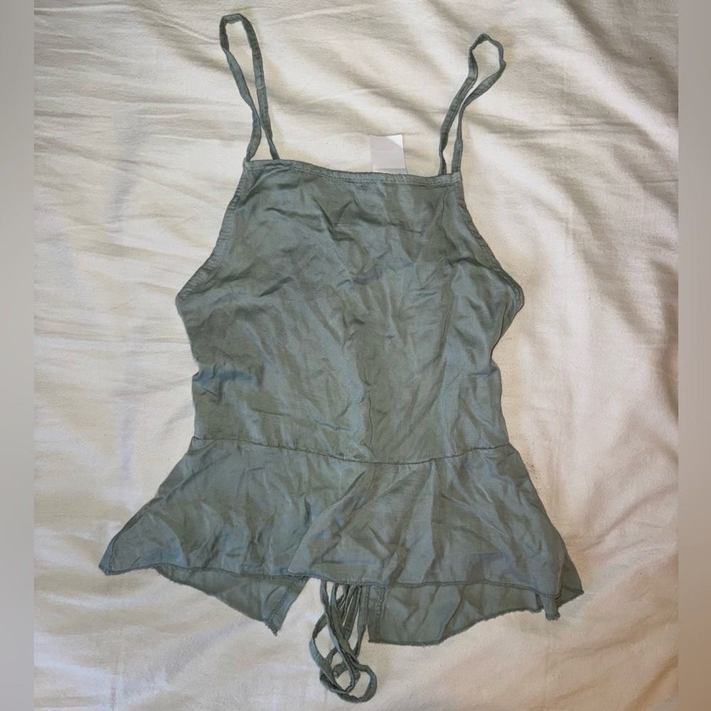 Sage Green Fairy Core Sleeveless Blouse 'Don't Ask Why' NYC - Picture 1 of 4